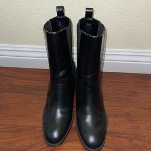 ZARA Wide Heeled Stretch Ankle Boots Black 8 Bootie